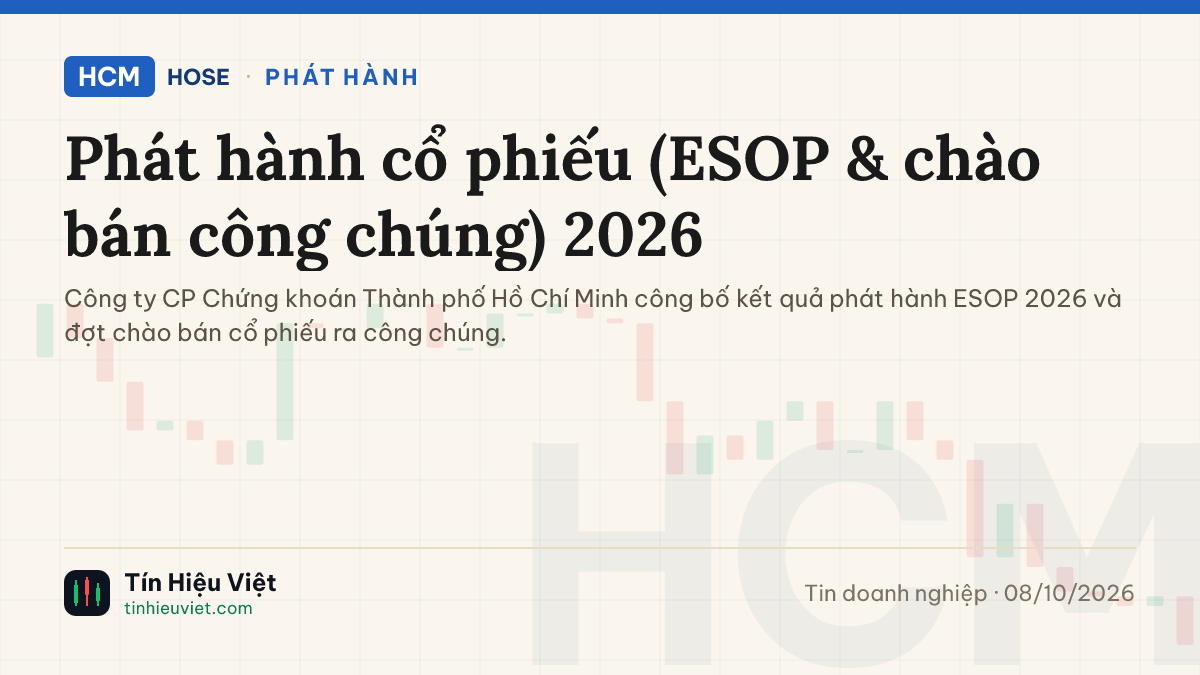 HCM: HCM - Phát hành cổ phiếu (ESOP & chào bán công chúng) 2026