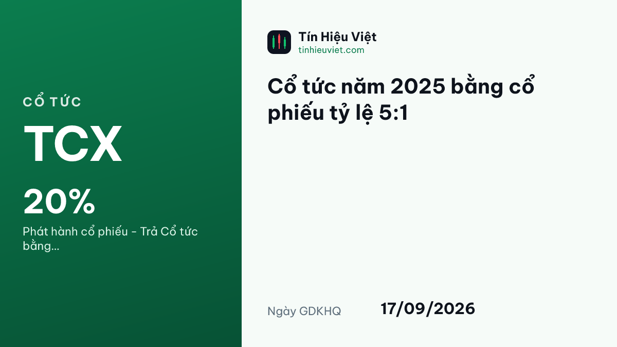TCX: TCX: Cổ tức năm 2025 bằng cổ phiếu tỷ lệ 5:1