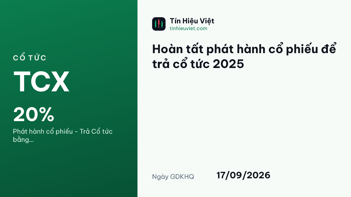 TCX: Hoàn tất phát hành cổ phiếu để trả cổ tức 2025